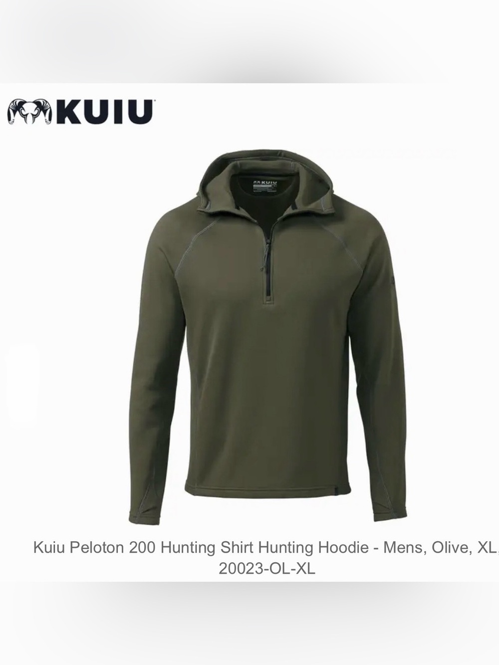 KUIU Peloton 200 Zip-T Hoodie Men's XL Olive Green